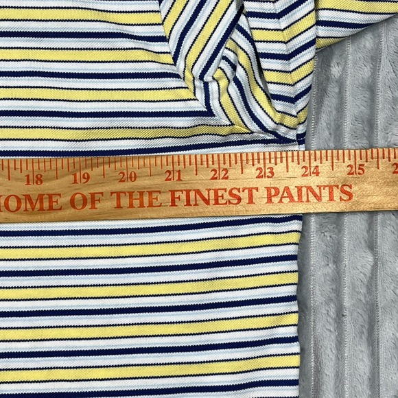 Polo Ralph Lauren Golf Fit Short Sleeve Shirt Men's L Striped Yellow Blue Preppy - Picture 11 of 15